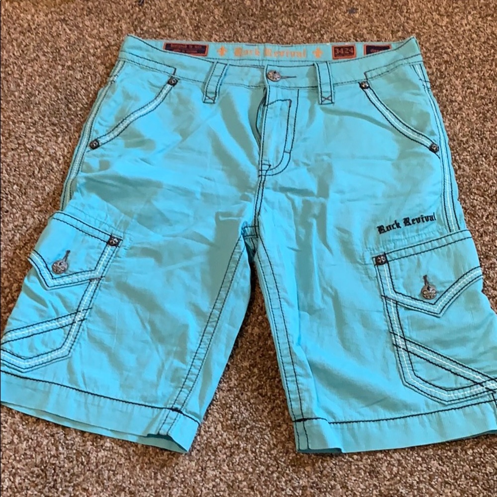 Turquoise rock revival shorts